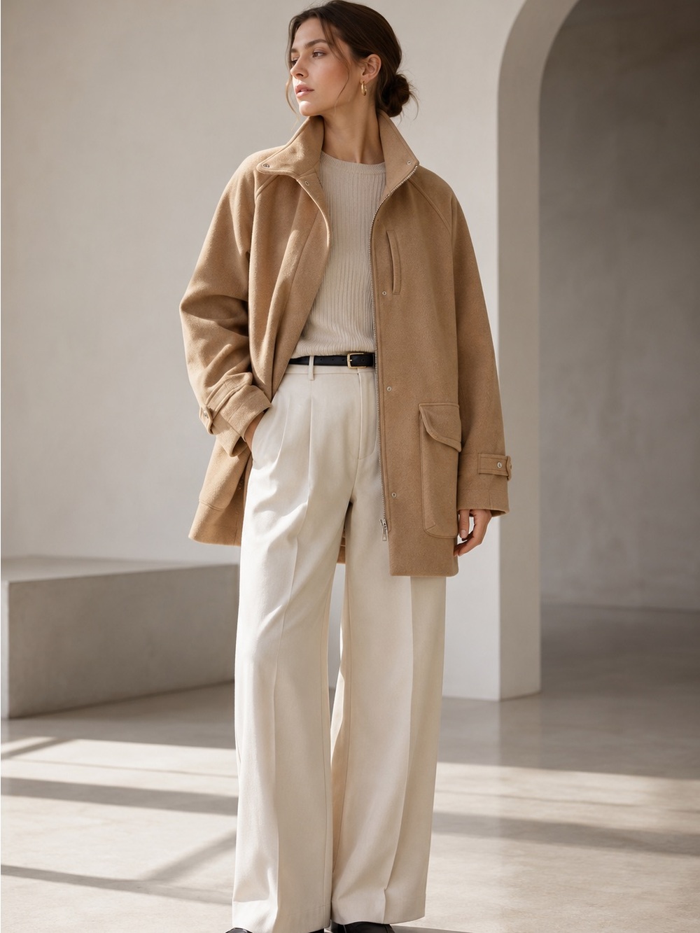 NWT Filippa K Kelly Camel Wool Blend Field Jacket Oversized XL